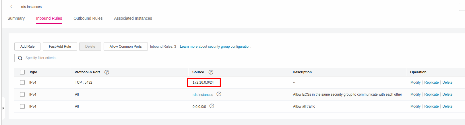 Adding Inbound Rules for RDS Instances